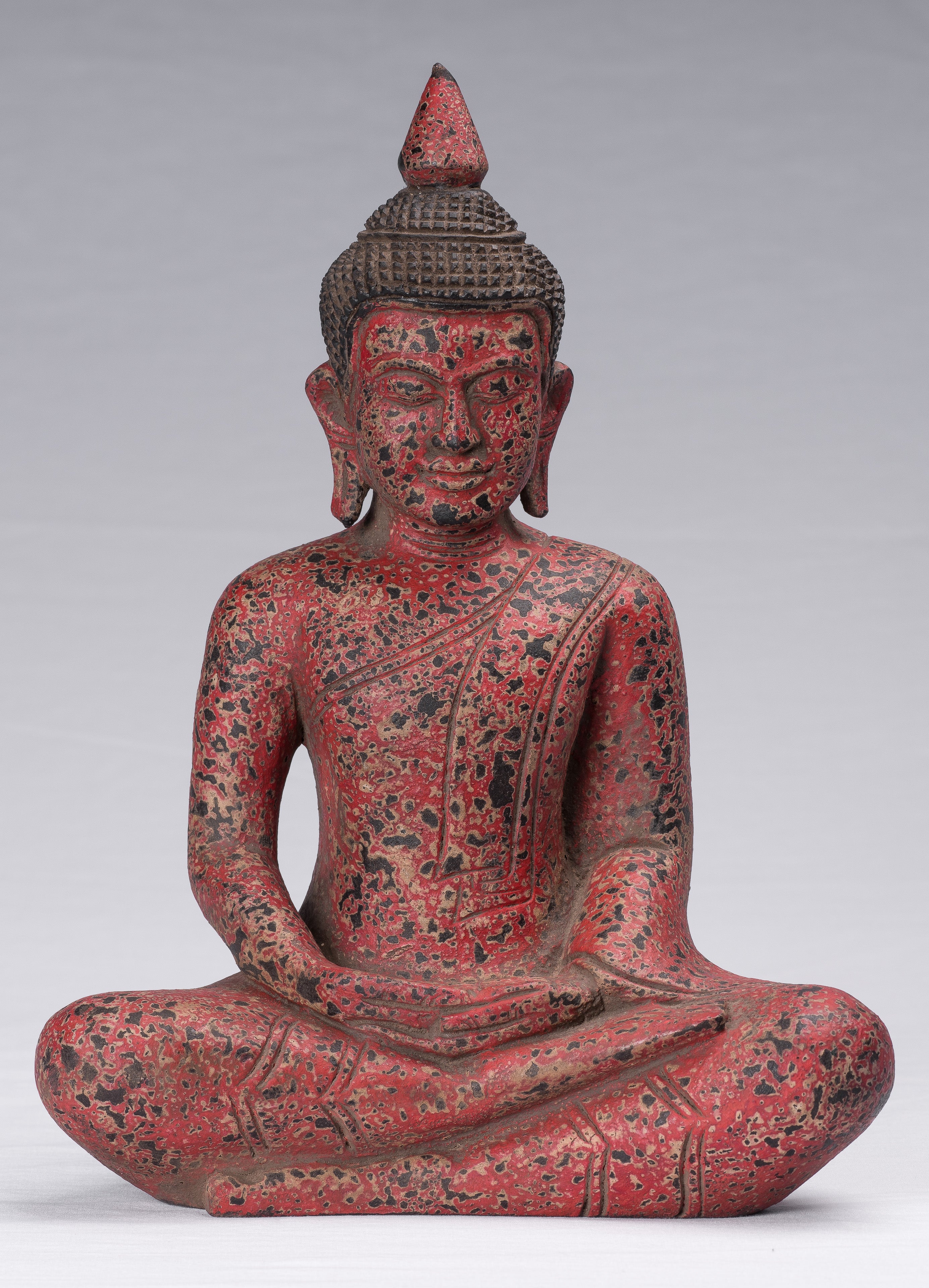 Bouddha Sculpture-Antique Khmer Style Seated Buddha Statue Dhyana Meditation Mudra-34cm/14 "