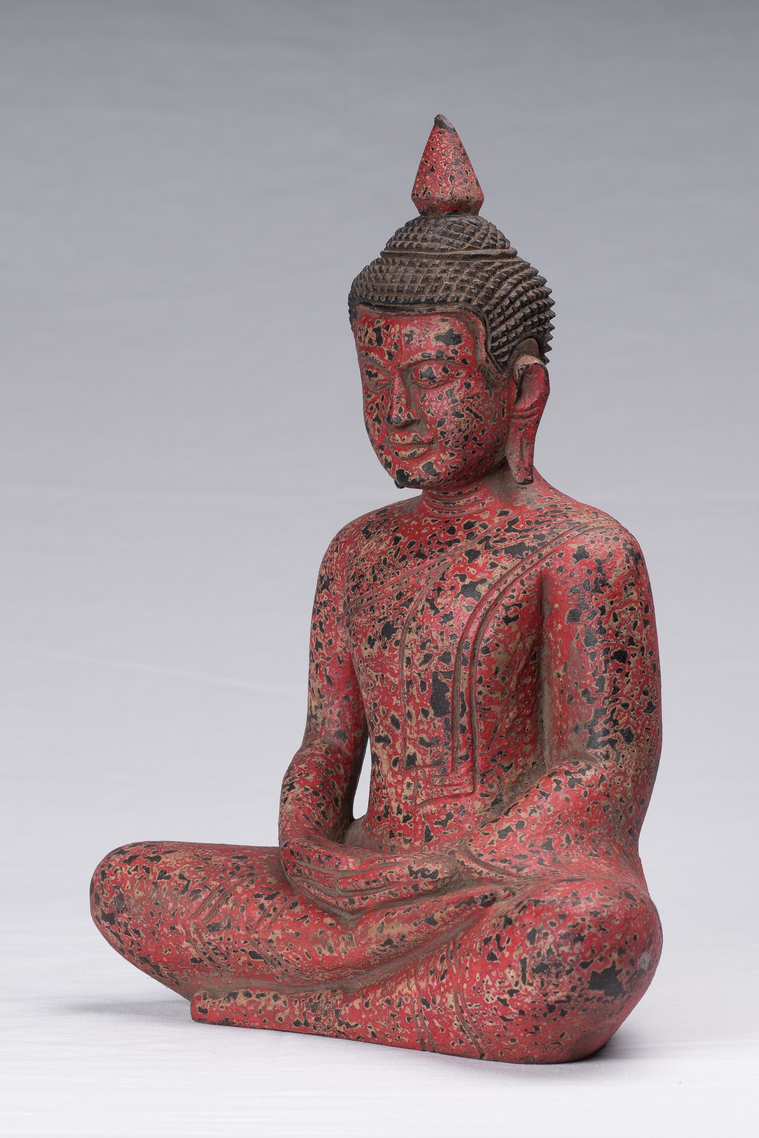 Bouddha Sculpture-Antique Khmer Style Seated Buddha Statue Dhyana Meditation Mudra-34cm/14 "