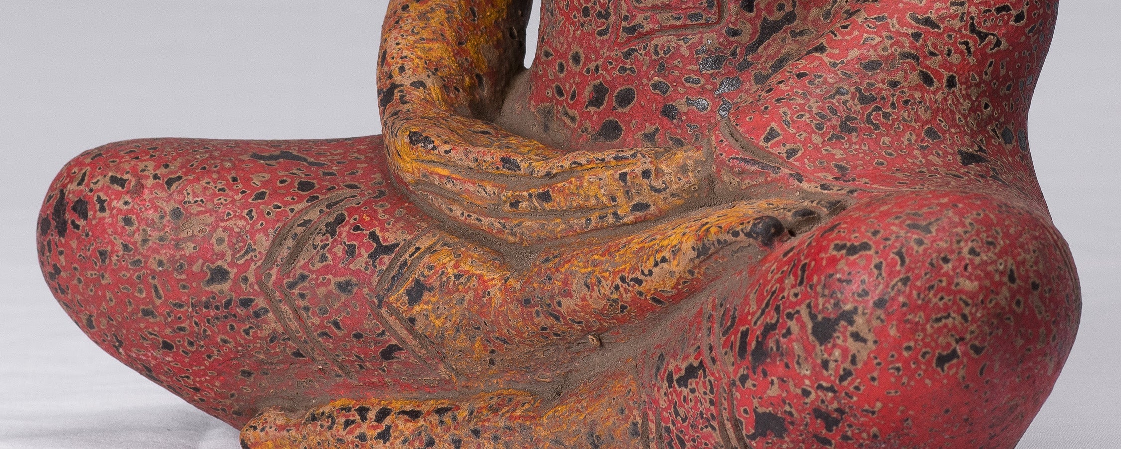 Buddha Sculpture - Antique Khmer in stile Khmer Legno Buddha Statua Dhyana Meditazione Mudra - 34 cm/14 "