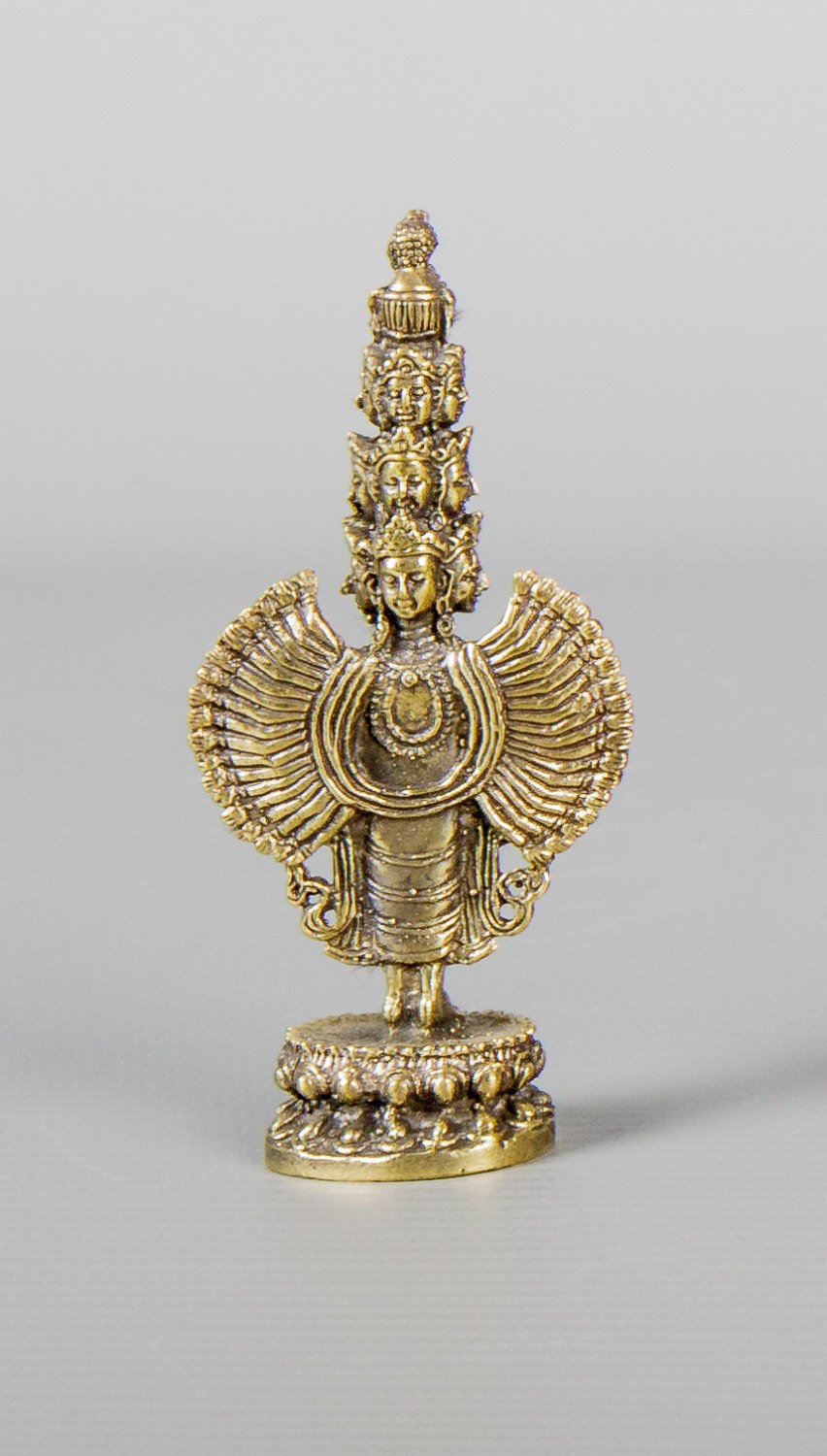 Thaïlande Statue Sahasrabhuja Avalokitesvara en laiton - 8,5 cm (3") de haut