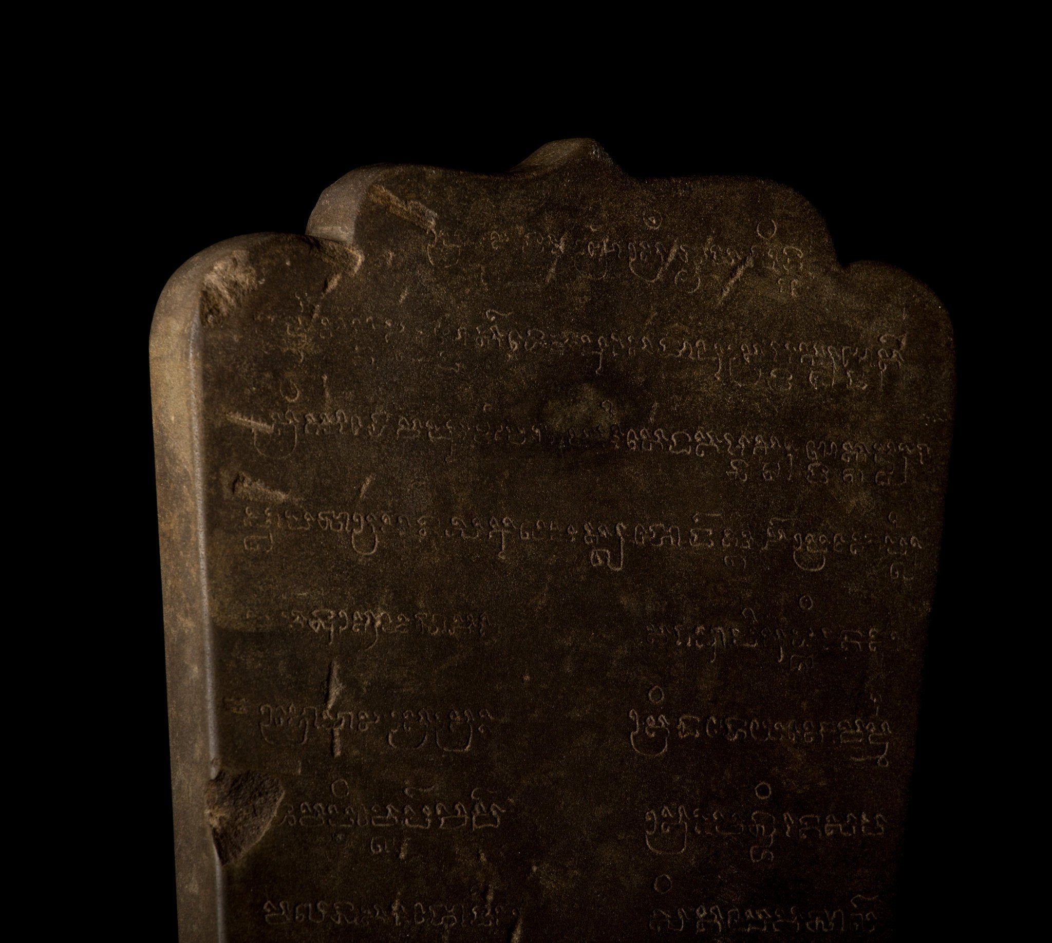 Antique Baphuon Style Mounted Stone Stele Vishnu Statue - 43cm/17"