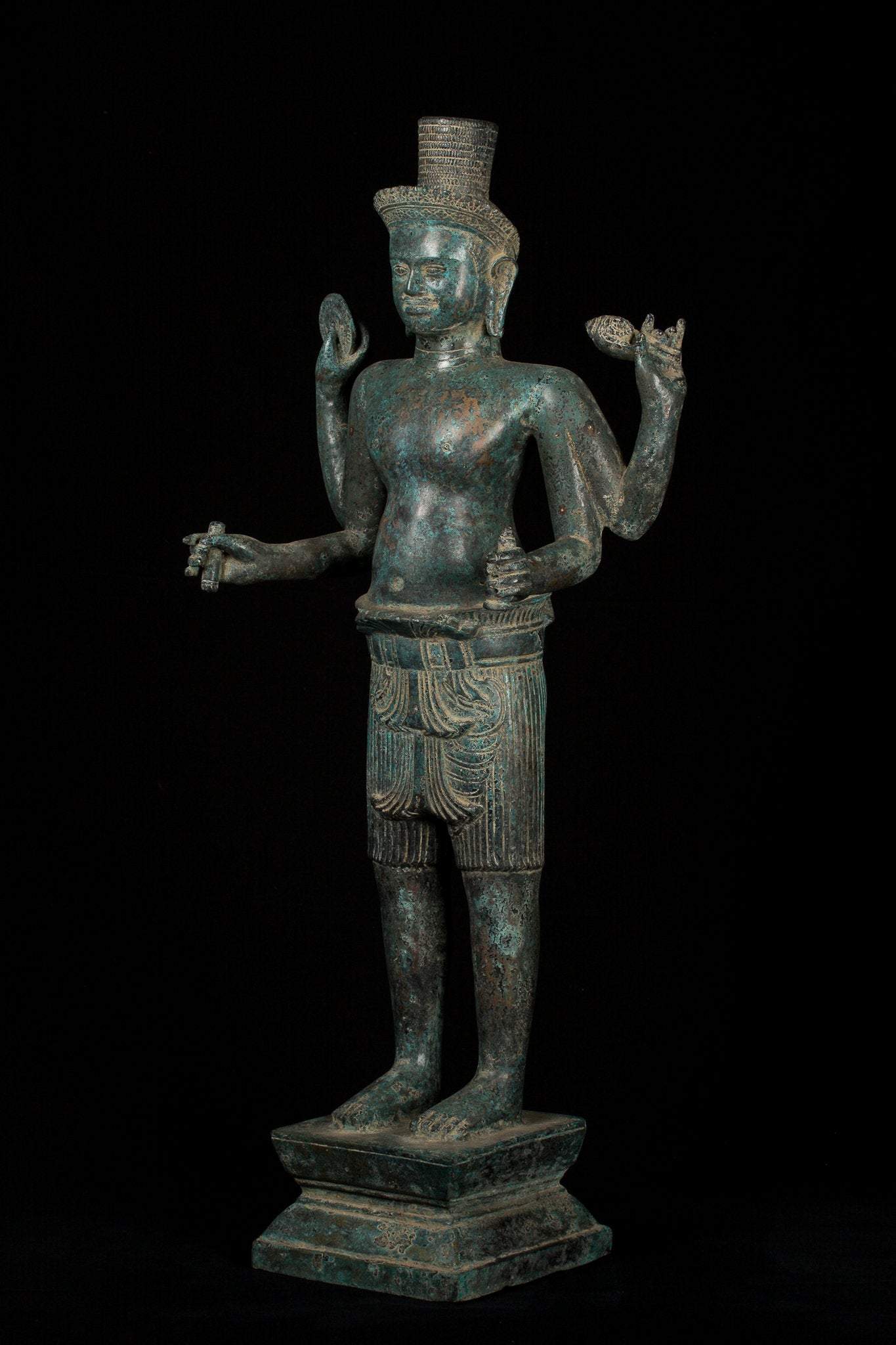 Vishnu - Antique Khmer Style Bronze Koh Ker in piedi Vishnu Statue - 82cm/32 "