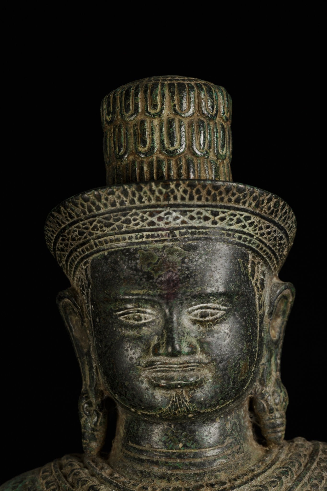 Antique Khmer Style Bronze Standing Angkor Wat Style Shiva con Spear -93cm/37 "