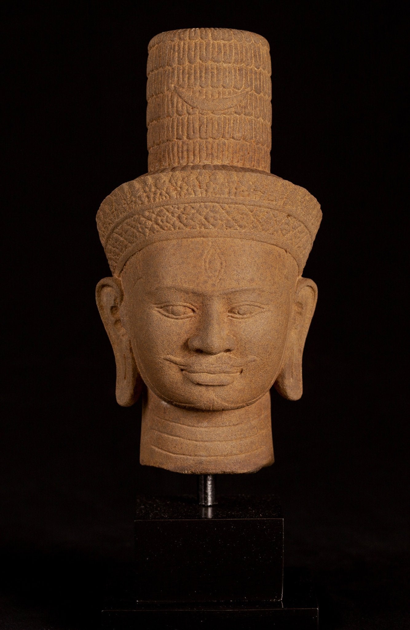 Antique Bakheng Style Khmer Stone Shiva Head Statue-The Destroyer-35cm/14 "