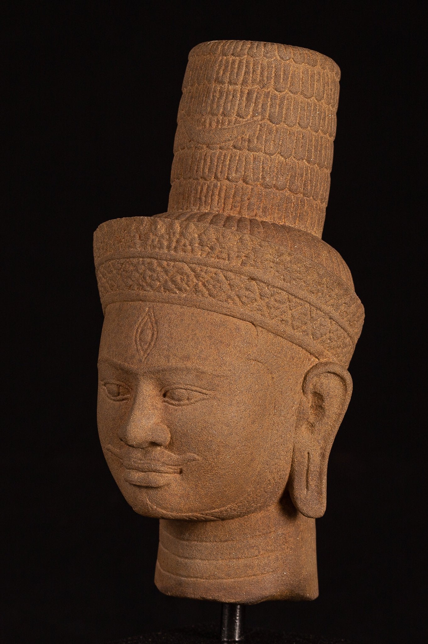 Antique Bakheng Style Khmer Stone Shiva Head Statue-The Destroyer-35cm/14 "