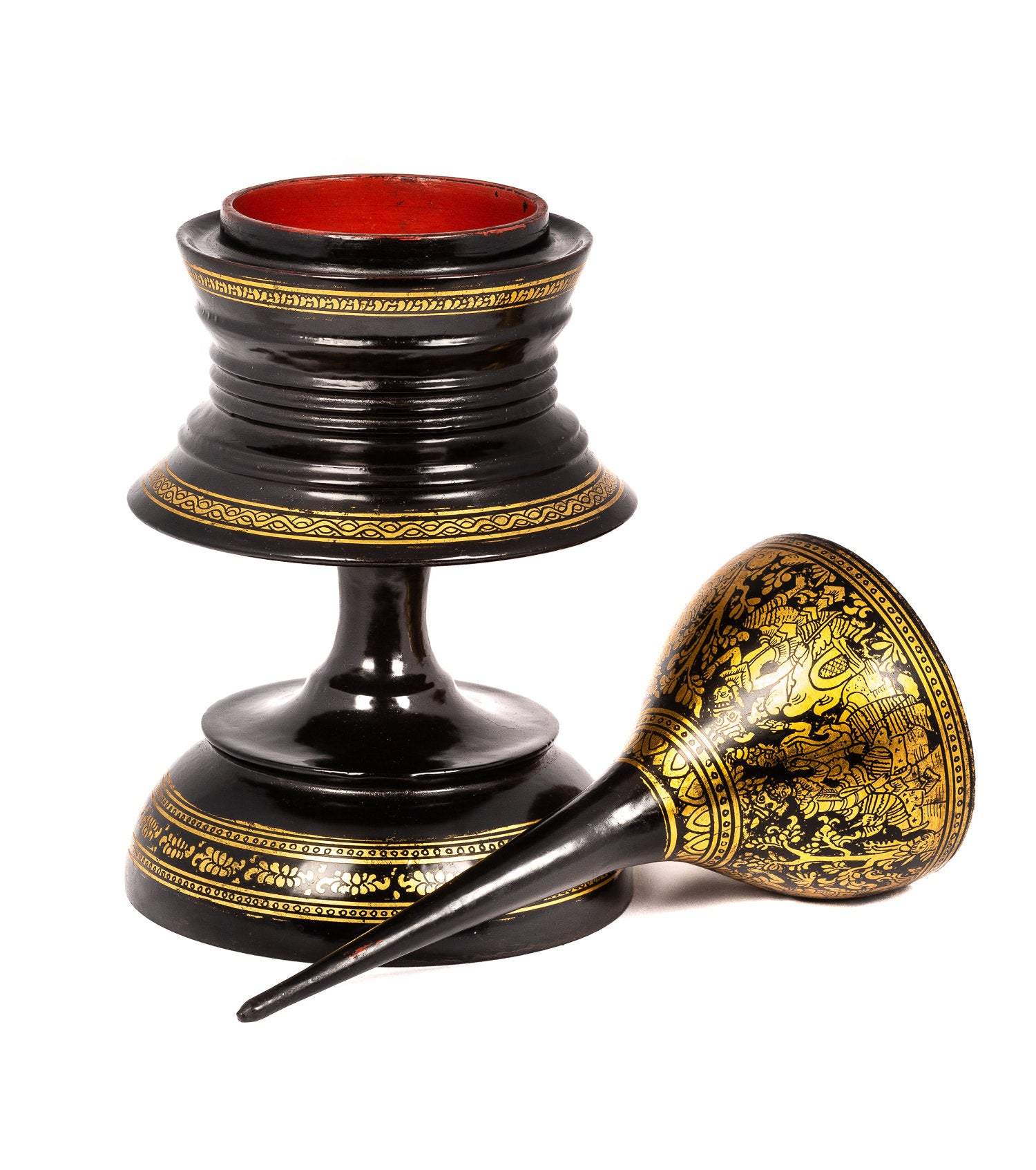 19e siècle Antique birmane Shwe Zawa Lacquerware Offering Stupa-41cm/16 "