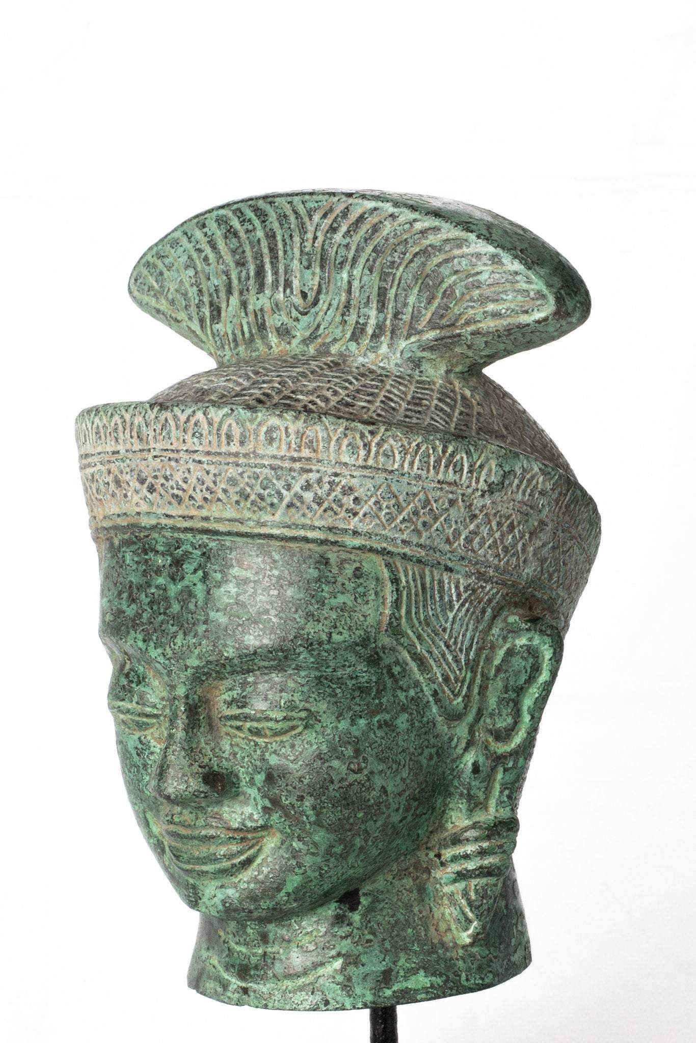 Antique Khmer Style Bronzo Lakshmi o Devi/Divina Head - 24 cm/10 "