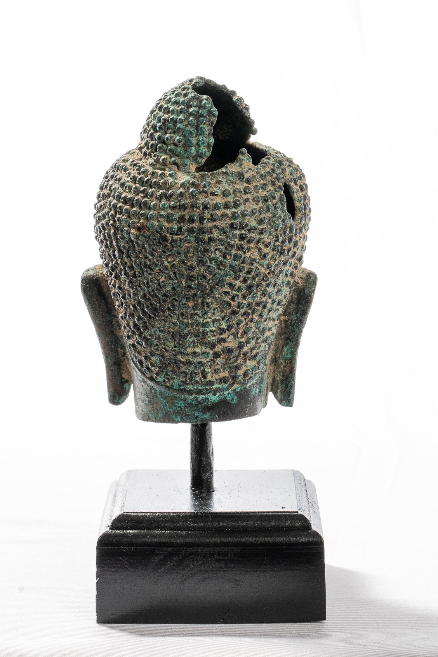 Statue Buddha - Antique Thai Monted Dvaravati Bronzo Buddha Head Statue - 19cm/8 "