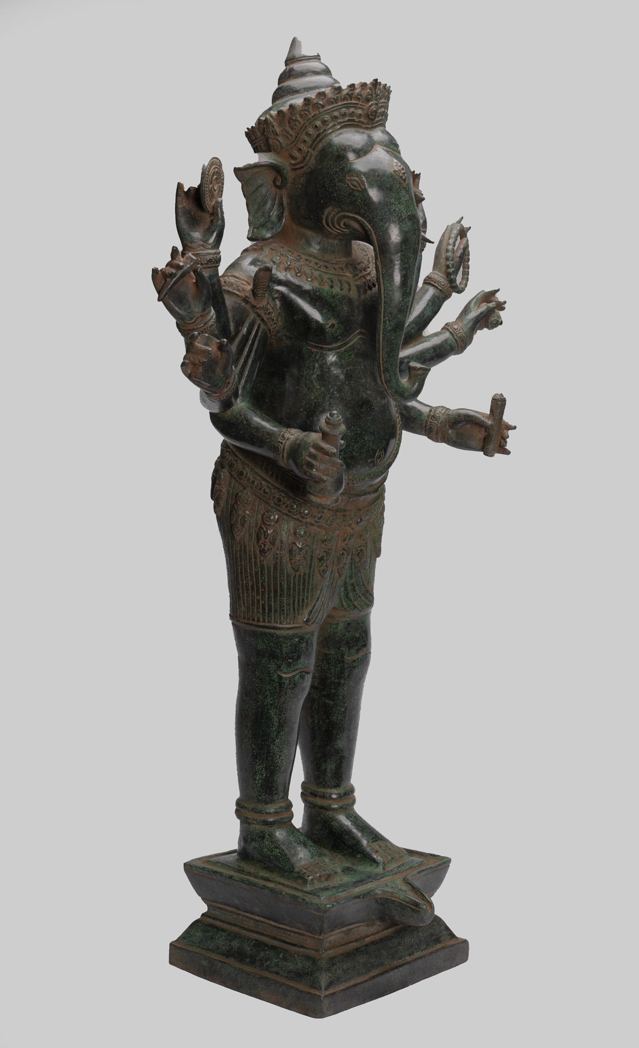 Estatua de Ganesha - Estatua de bronce de bronce de estilo Jhmer antiguo y Yoni - 86 cm/34 "