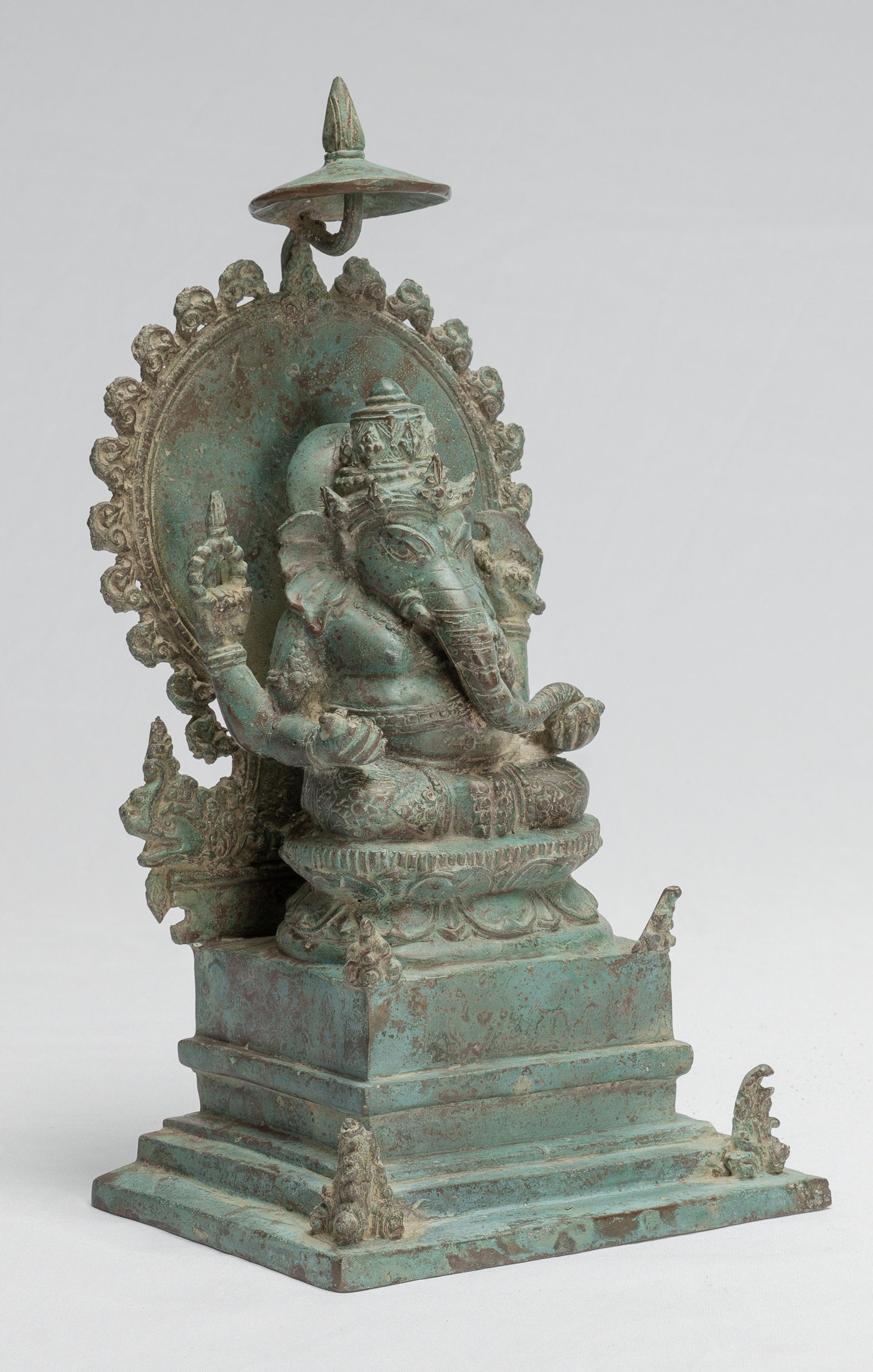 Statue de Ganesha - ancienne statue de Ganesha indonésienne en bronze de style javanais - 30 cm / 12 pouces