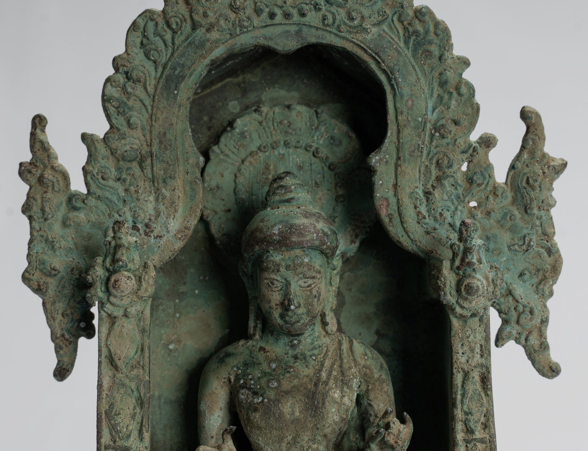 Buddha Statue-Antike Indonesische Stil Bronze sitzend javanische Lehr Buddha Statue -26cm/10 "