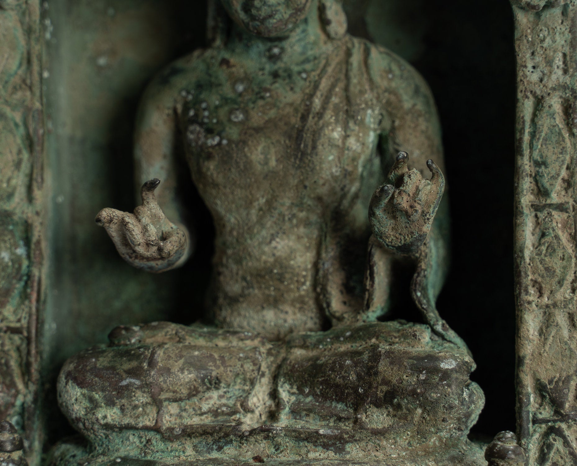 Buddha Statue-Antike Indonesische Stil Bronze sitzend javanische Lehr Buddha Statue -26cm/10 "