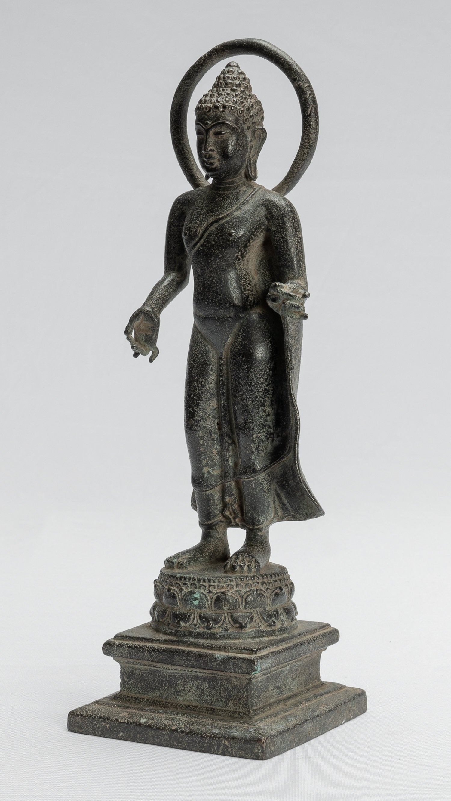 Statue di Buddha - Antique stile indonesiano in piedi bronzo giavanese insegnamento Buddha - 28 cm/11 "