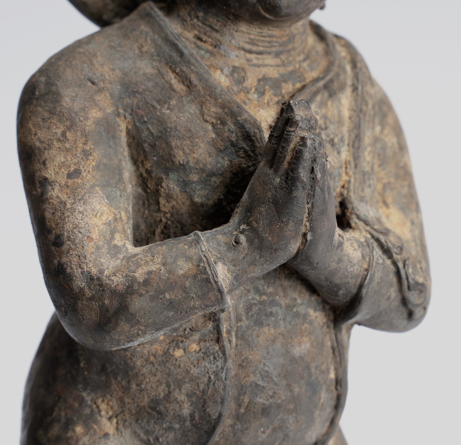 Statua Buddha - Antique stile indonesiano in piedi bronzo giavanese gautama Buddha - 28 cm/11 "