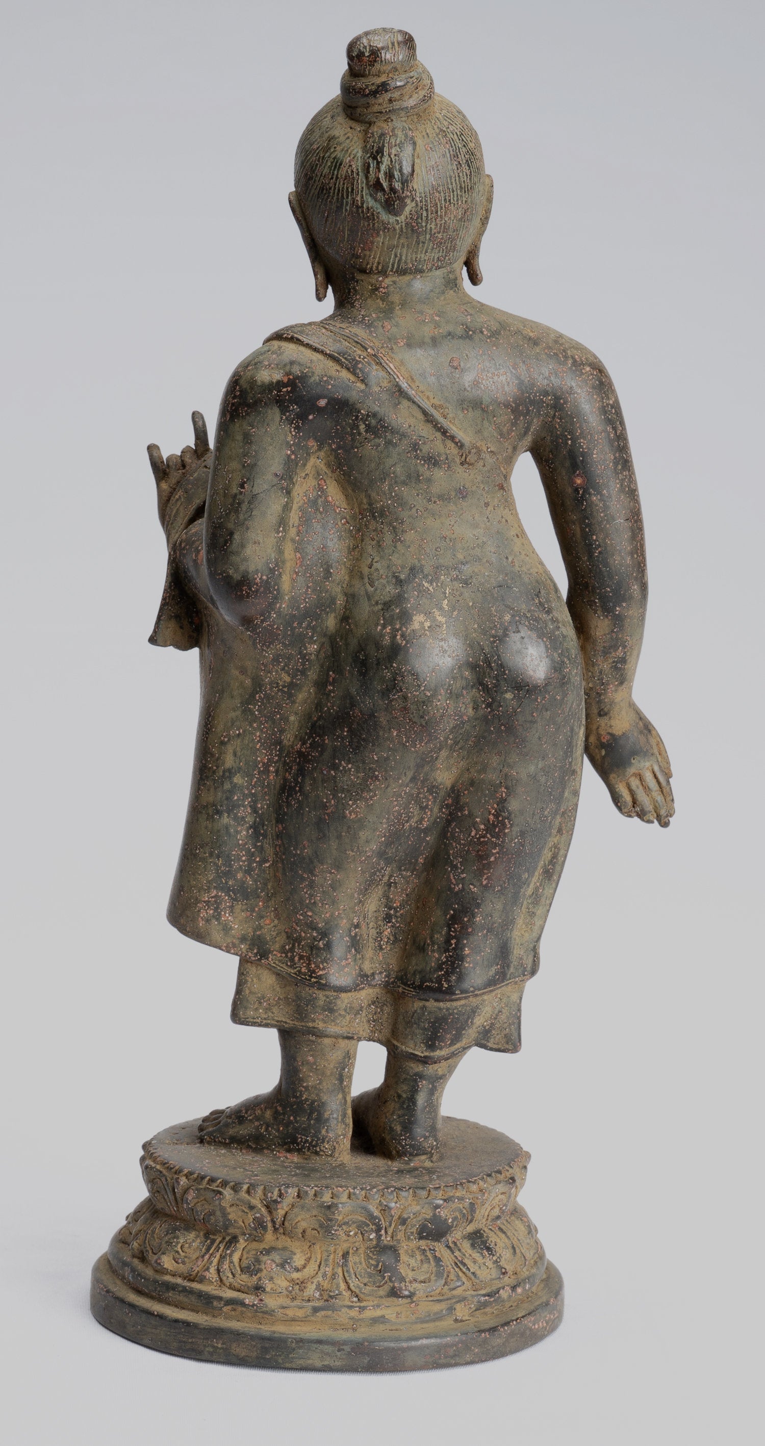 Statua Buddha - Antique stile indonesiano in piedi bronzo giavanese gautama Buddha - 26 cm/10 "