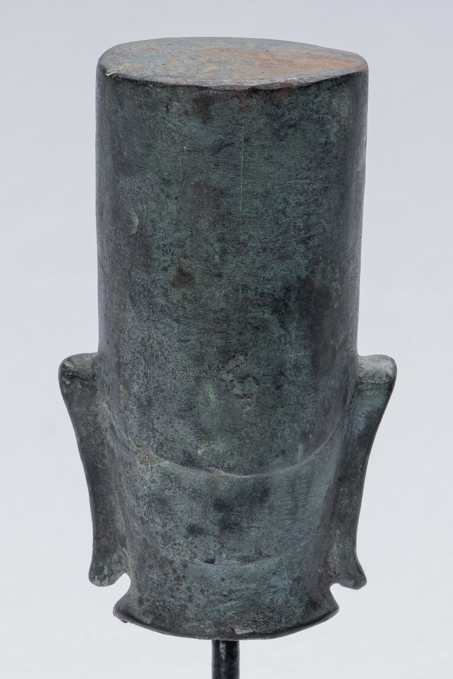 Vishnu Statue - Antique Phnom Da Style Mounted Bronze Khmer Vishnu Head - 19cm/8"