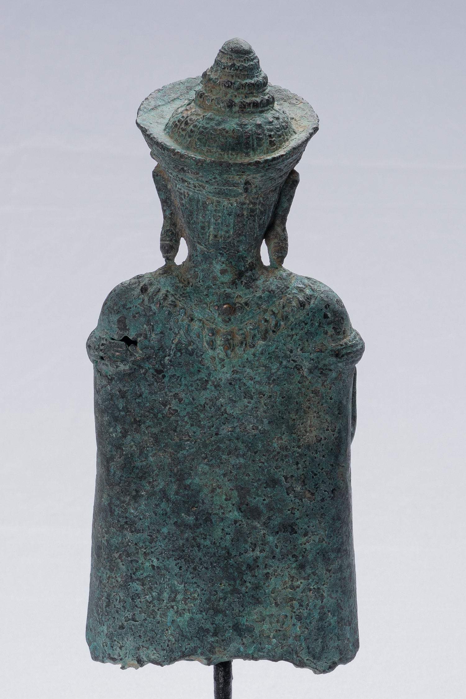 Buddha-Statue – Antiker Khmer-Stil, Bronze, stehend, Abhaya-Schutz, Buddha-Statue – 32 cm