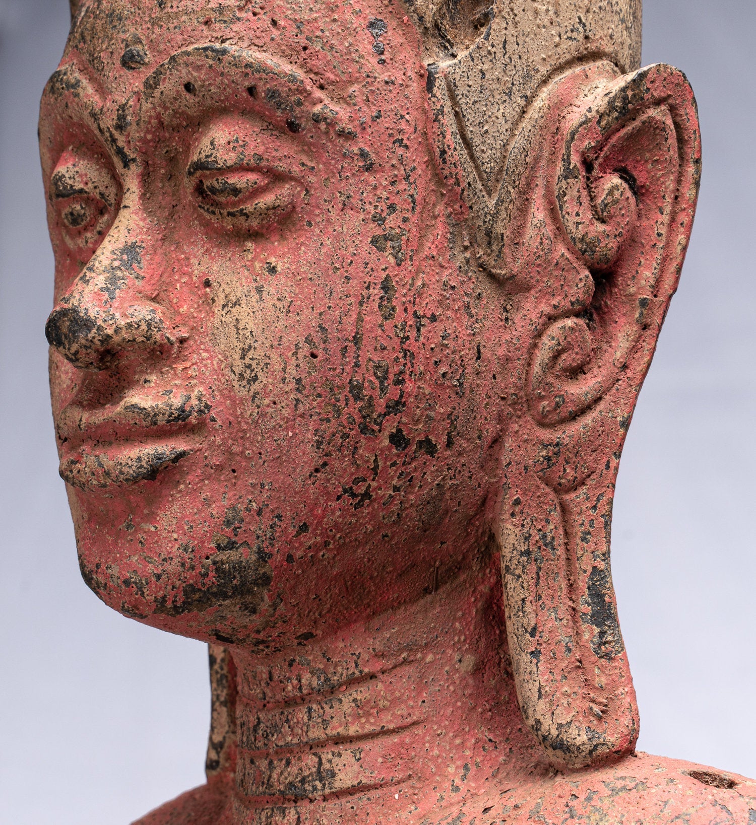 Statue de Bouddha – Protection debout en bois de style khmer antique – Statue de Bouddha du lundi – 107 cm/43"