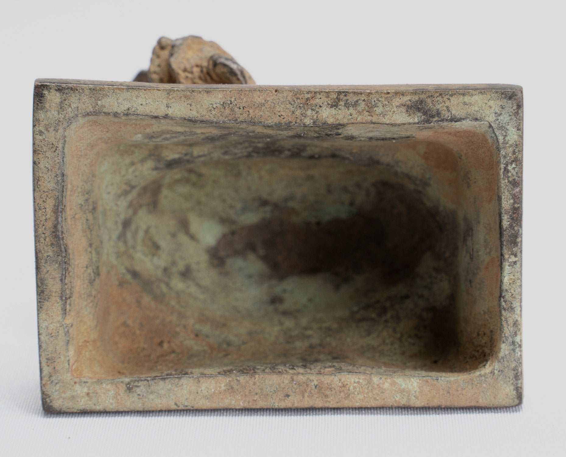 Vishnu-Antique Java Style Majapahit Seated Bronze Charity Vishnu Statue-11cm/4 "