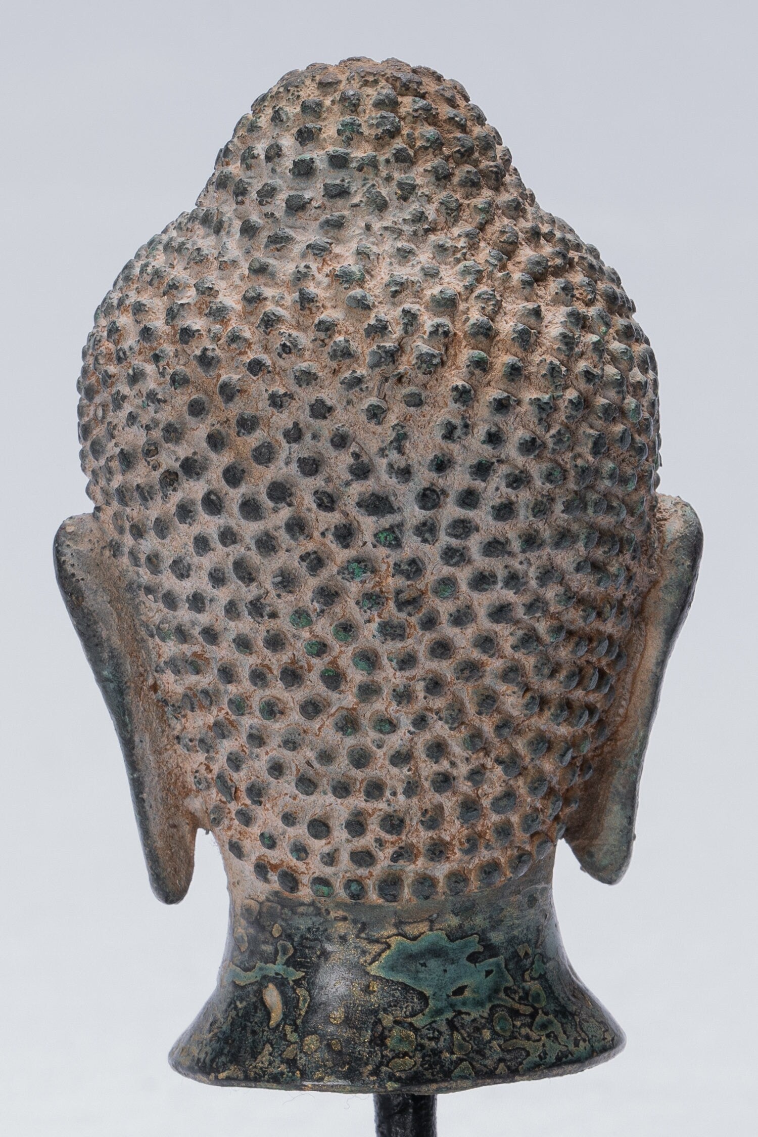 Buddha-Statue – Bronze-Buddha-Kopf-Statue im antiken Thai-Stil – 15,5 cm/6 Zoll