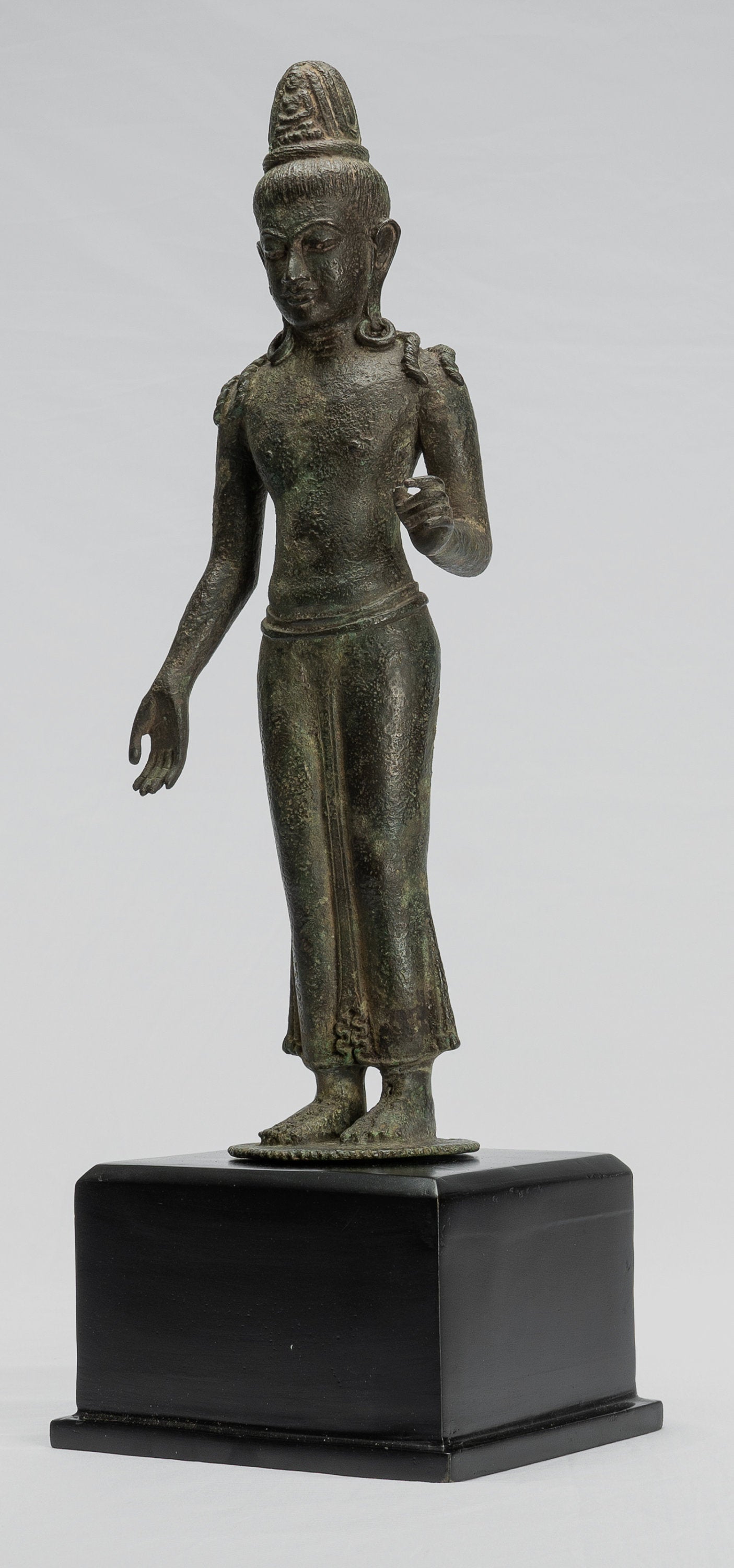 Vishnu Statue-Antique indonésien Style Java Majapahit Standing Bronze Vishnu Statue-44cm/18 "