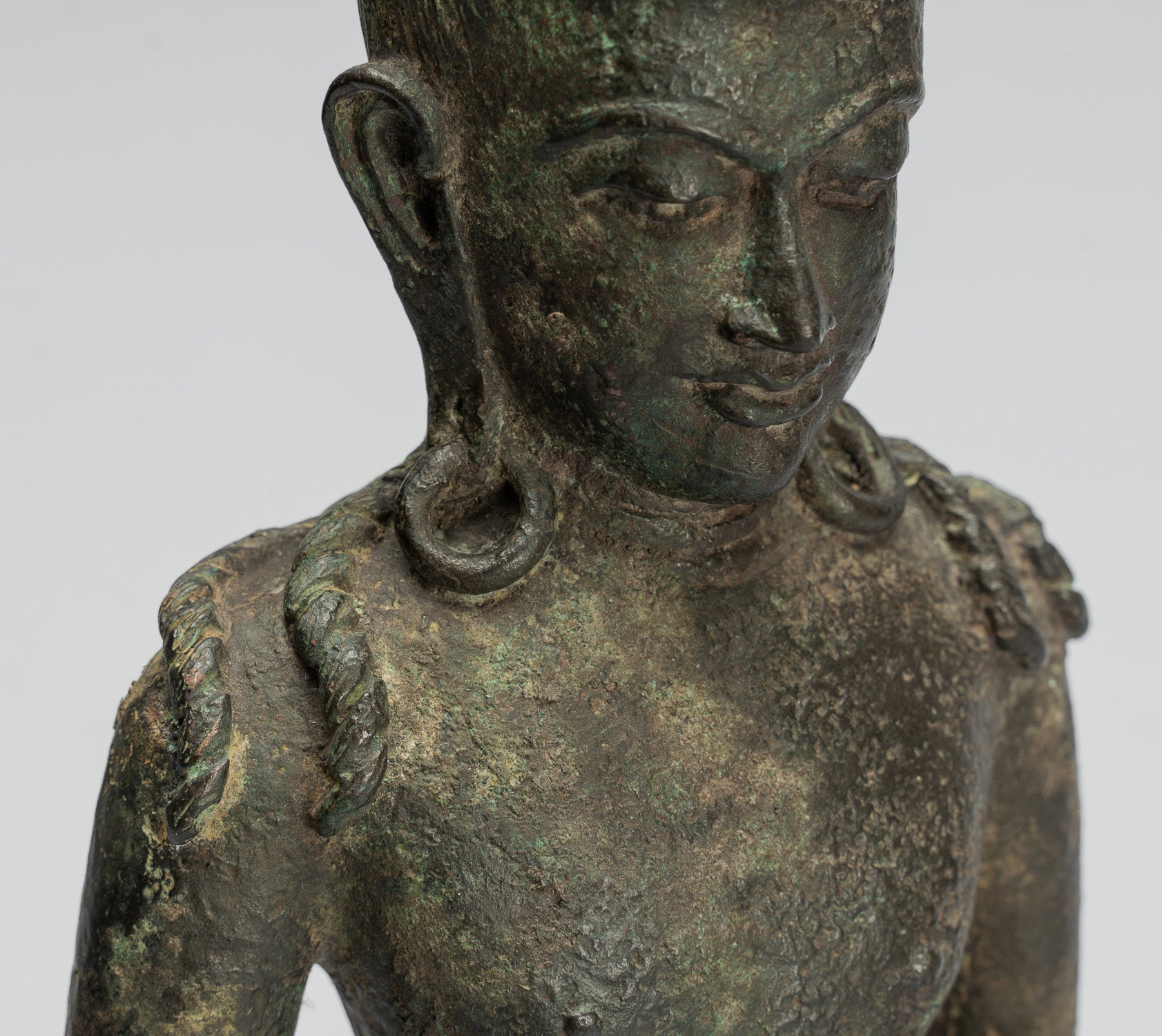 Vishnu Statue-Antique indonésien Style Java Majapahit Standing Bronze Vishnu Statue-44cm/18 "