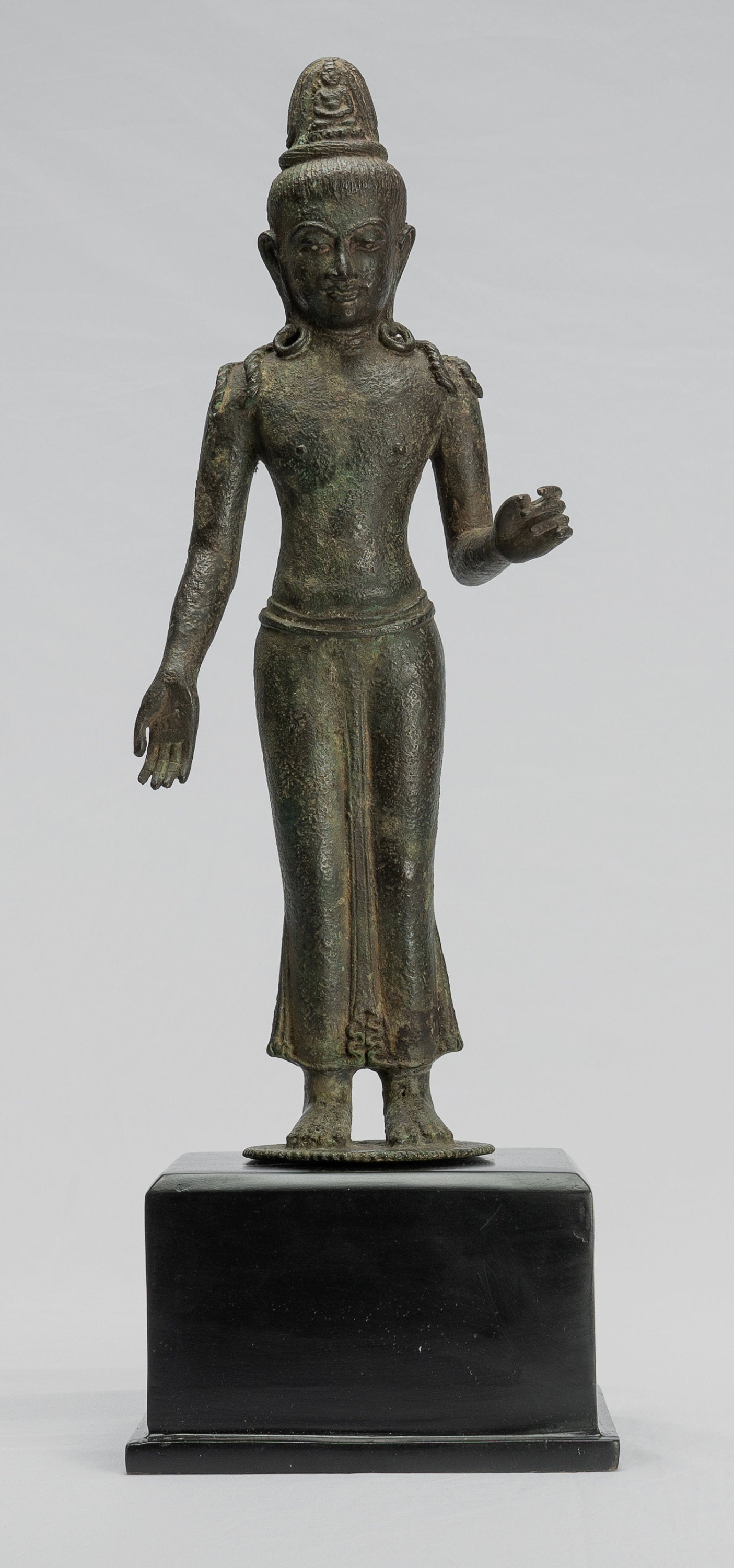 Vishnu Statue-Antique indonésien Style Java Majapahit Standing Bronze Vishnu Statue-44cm/18 "
