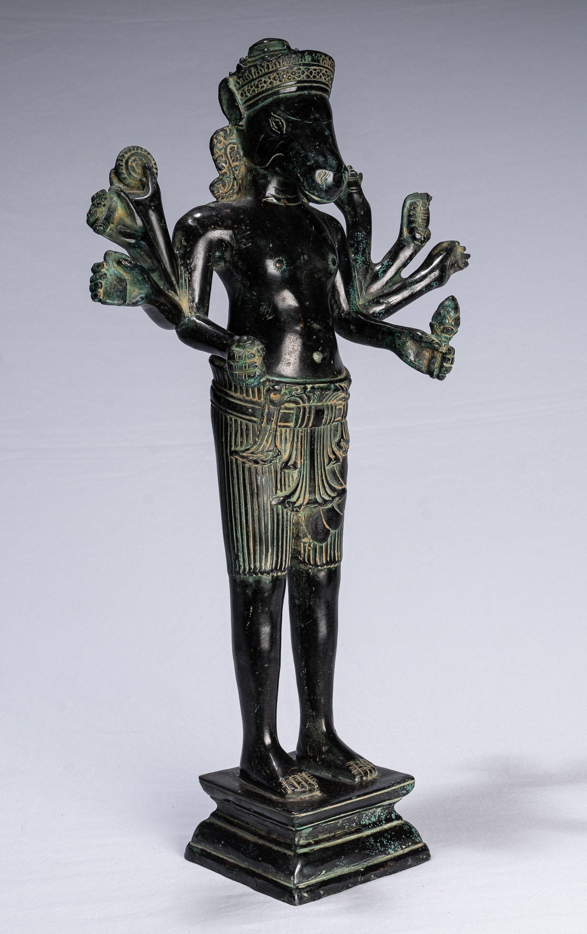 Kalkin Statue - Antique Khmer Style Mounted Bronze Hayagriva Kalkin Horse of Vishnu - 50cm/20"