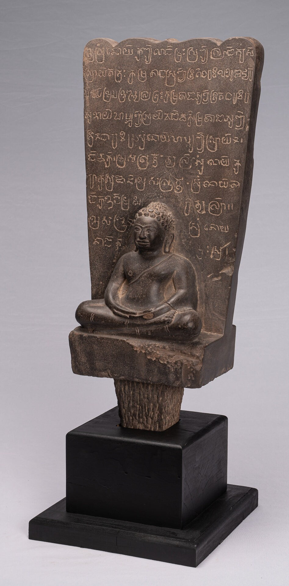 Buddha Statue-Antike Khmer Style Stone Stele Seated Meditation Buddha Statue-69cm/28 "