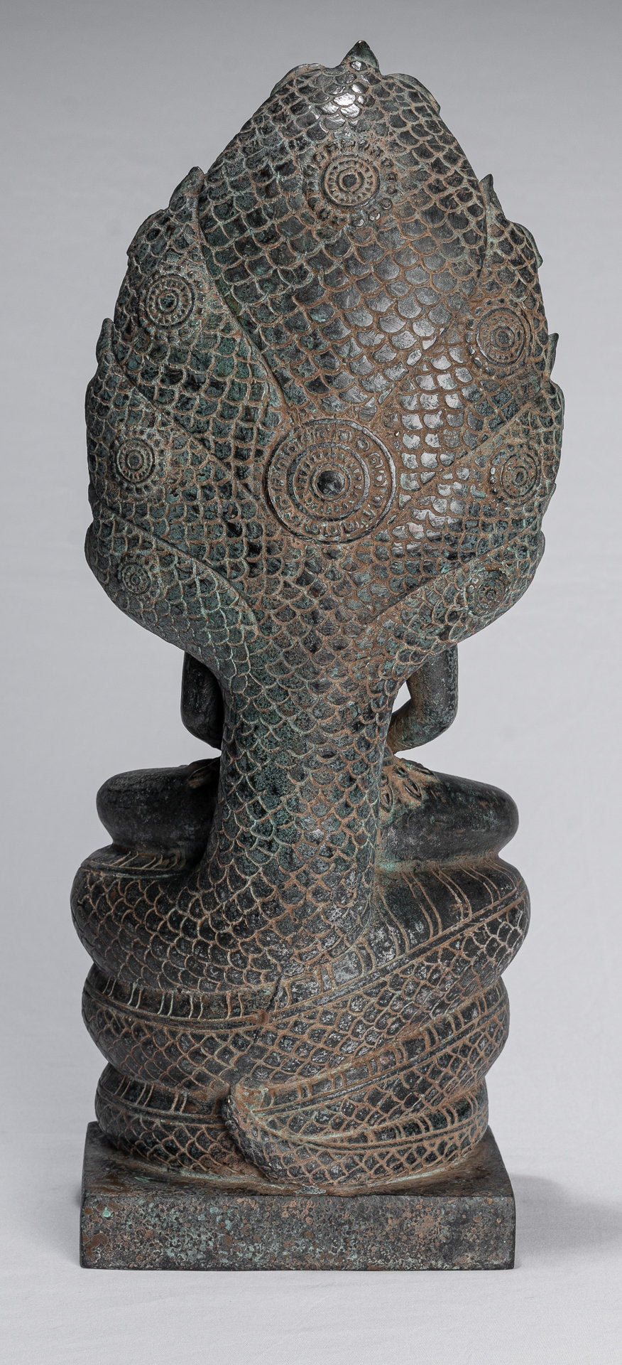 Statua di Buddha - Antique Khmer in stile Khmer Meditazione seduta Meditazione Naga Buddha Statua - 46 cm/18 "