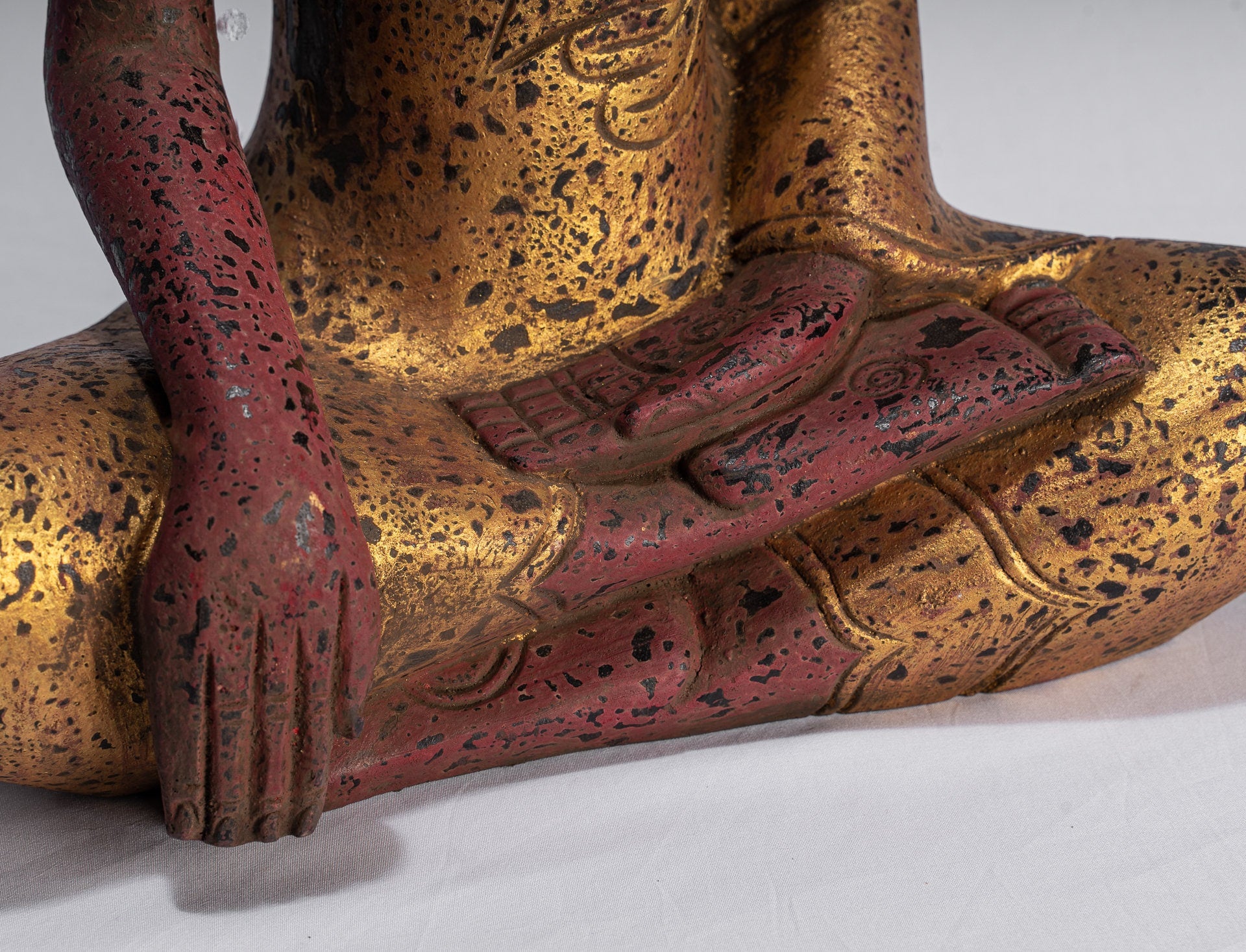 Statue Buddha - Antique Khmer Style SE Asia SETTO ALLIMENTAZIONE BUDDHA STATUE - 43CM/17 "