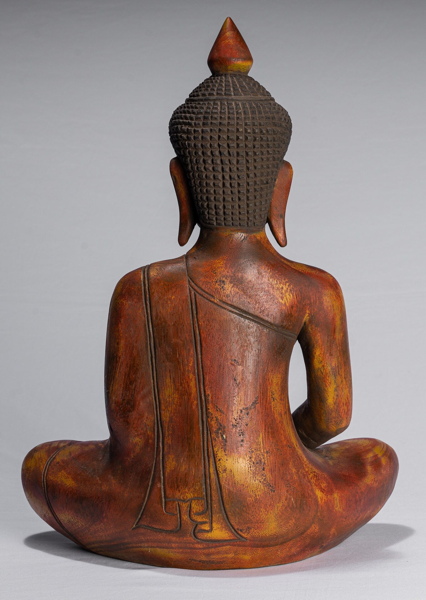 Escultura de Buda - Estatua de Buda de madera de estilo jemer antiguo Dhyana Meditation Mudra - 46 cm/18 "