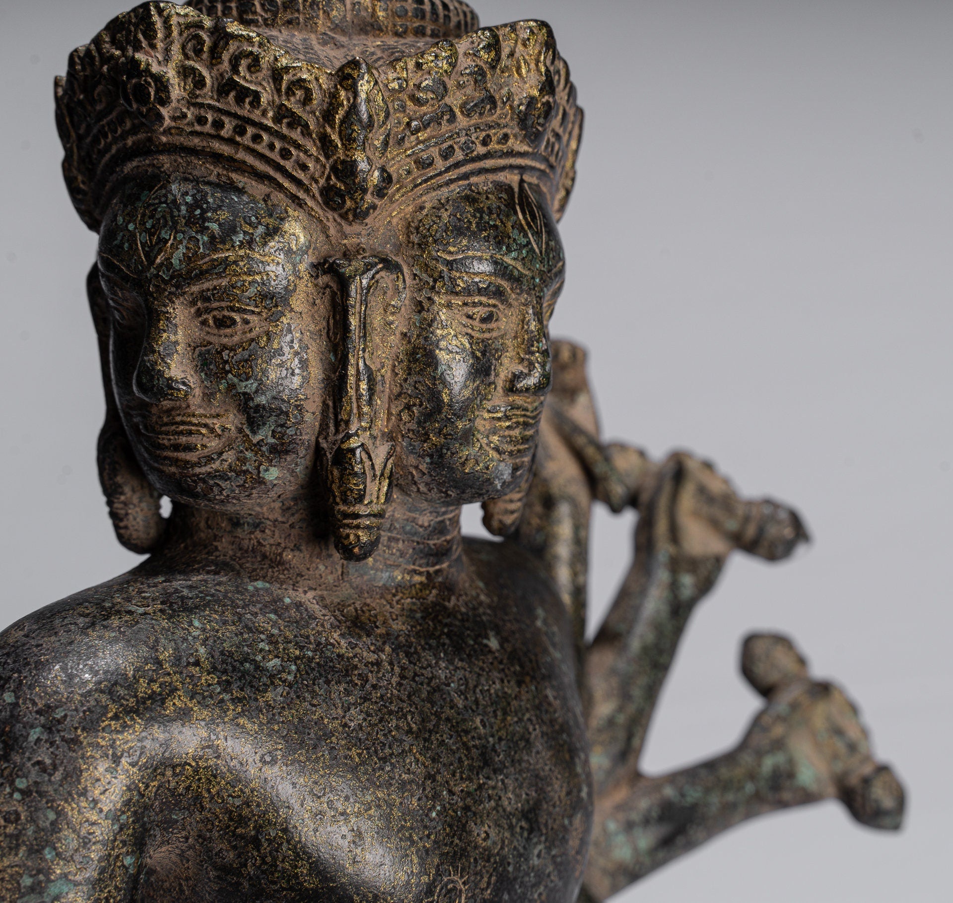 Statua Brahma - Antique Khmer Style Koh Ker in piedi Bronzo Brahma - Creazione di Dio indù - 49 cm/20 "