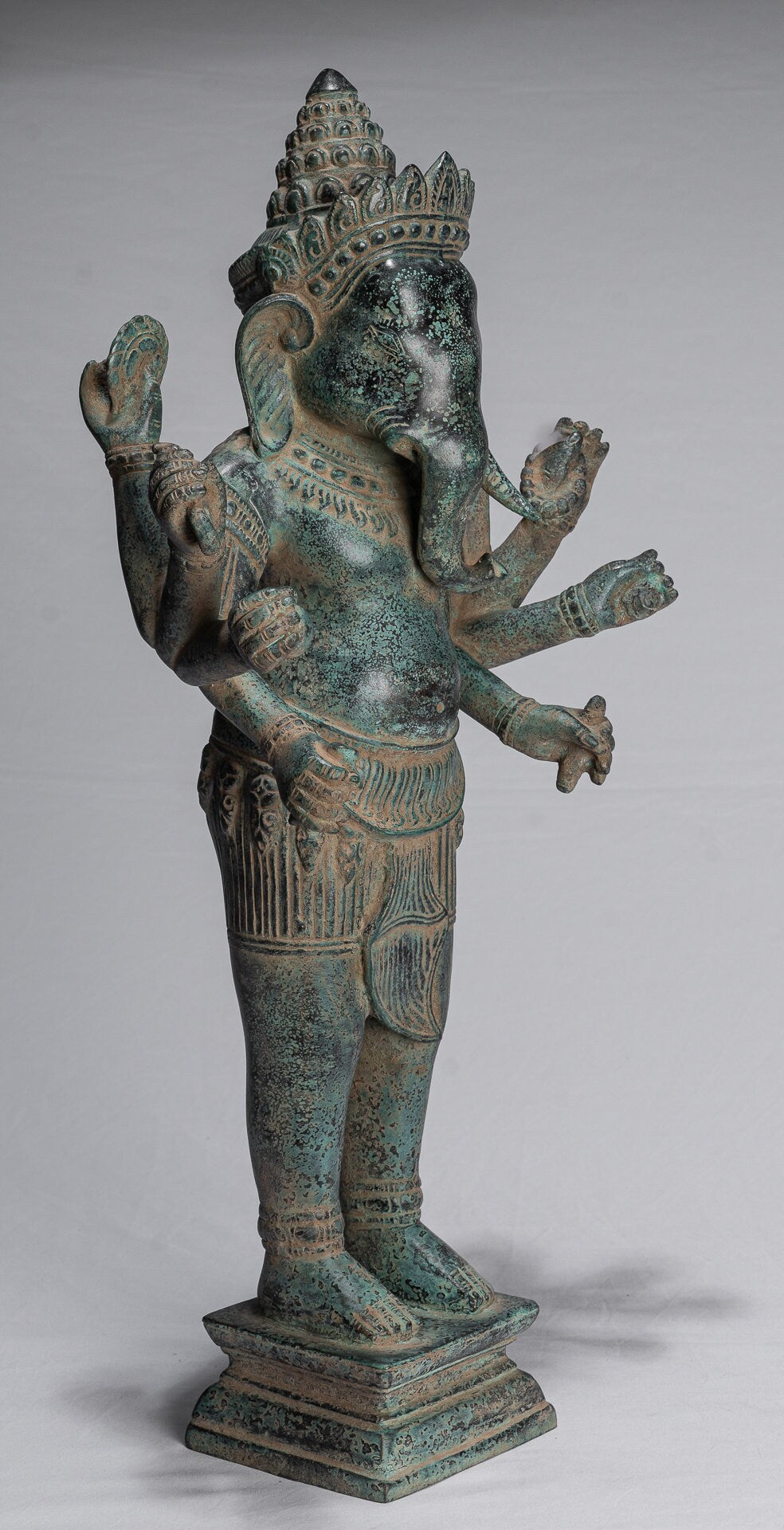 Statue de Ganesha – Statue de Ganesha d'Angkor Wat montée en bronze antique de style khmer – 55 cm