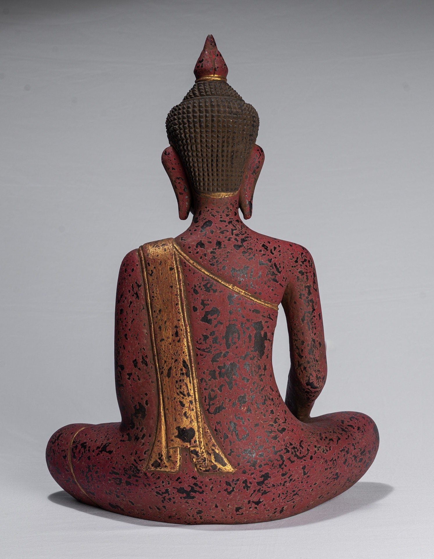Statue di Buddha - Antique Khmer Style SE Asia Seduto l'Illuminismo in legno Statua Buddha - 52 cm/21 "